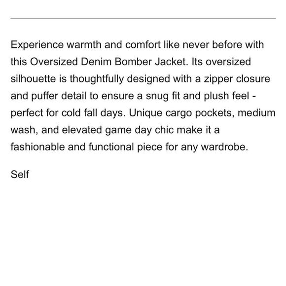 Blue Blush Women’s M Oversized Denim Bomber Jacket Blue Insulated Chore Barn - Picture 16 of 16